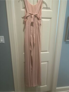 Sleeveless Blush Pink Wide-Leg Jumpsuit with Waist Tie